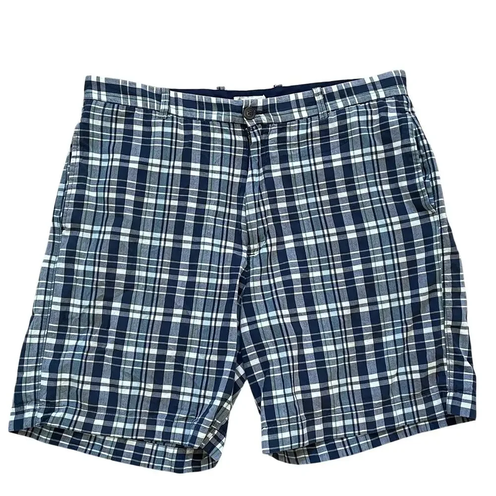 J.Crew Men's Vintage Madras Blue, Green, White Plaid Shorts, Preppy, Size 36
